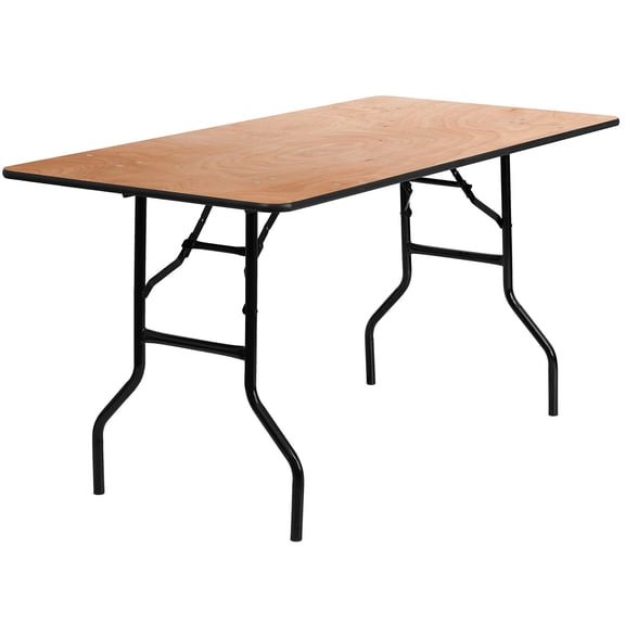 Bowery Hill Rectangular Folding Banquet Table in Black