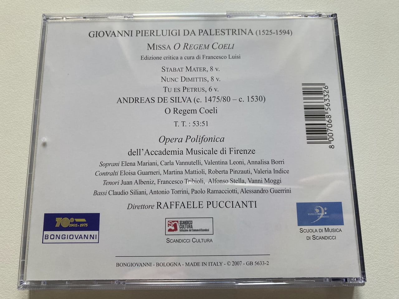 (CD)Missa O Regem Coeli／Raffaele Puccianti Giovanni Pierluigi da Palestrina, Opera Polifonica, Raffaele