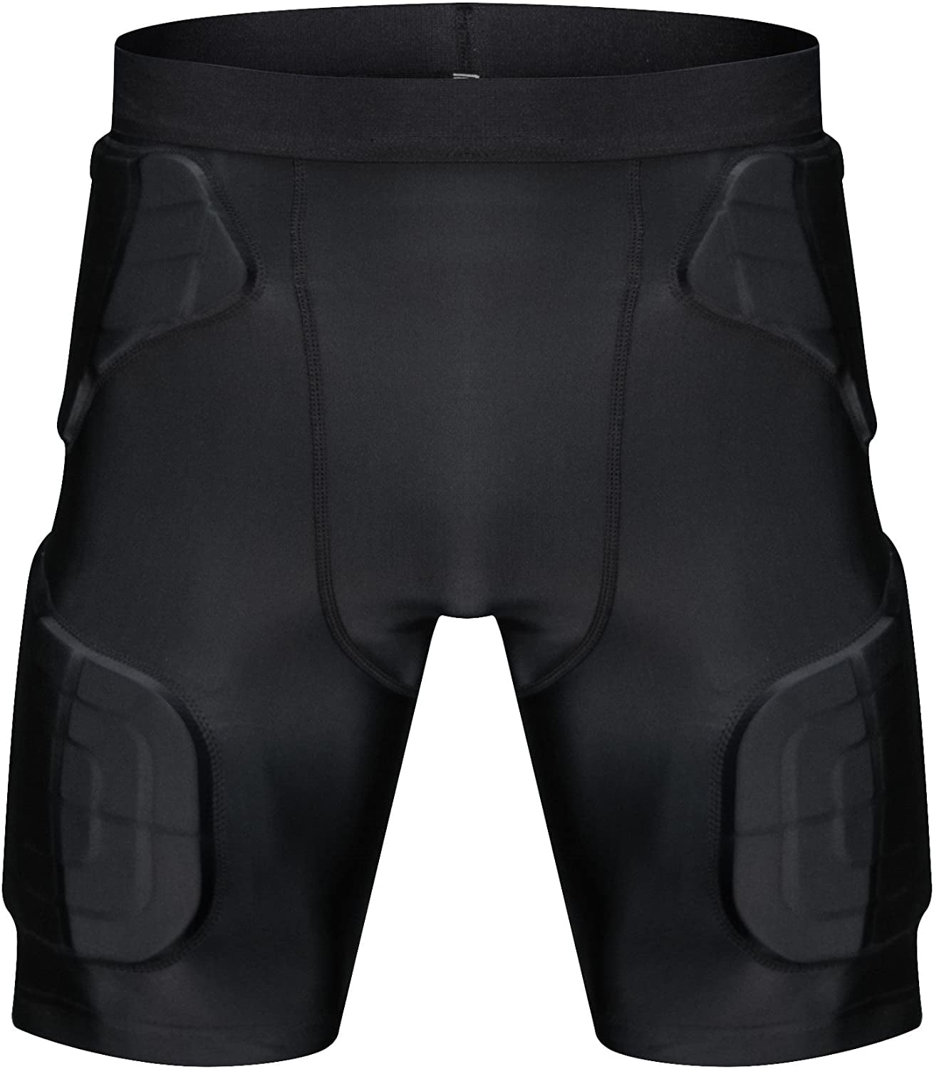TUOY Men's Padded Compression Shorts 5 Pads Football Girdle Hip Thigh