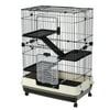 Xahpower 4-Tier 32"Small Animal Metal Cage Height Adjustable for Rabbit Chinchilla(Black)