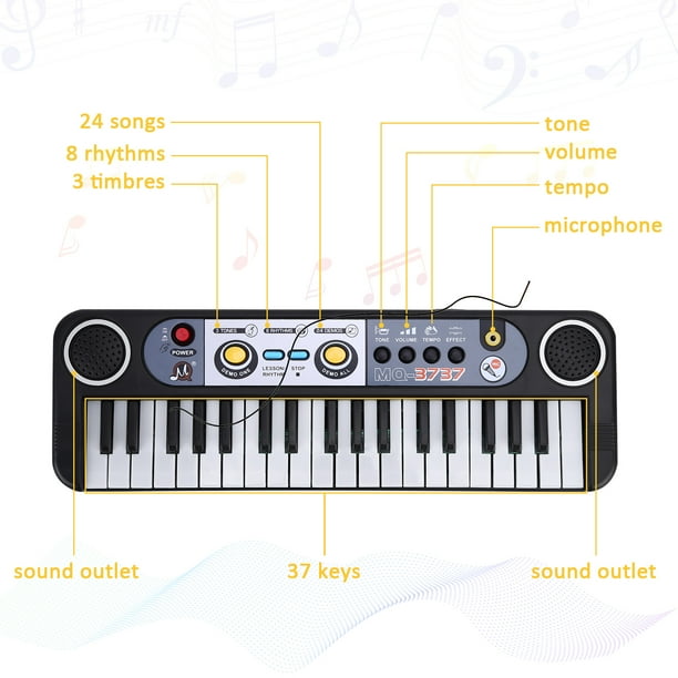 Teclado Musical Infantil Wakects - 37 Teclas Con Micrófono, Ideal Para Peques Artistas