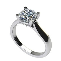 NANA Jewels Silver 7.50mm (1.50ct) Round Cut Zirconia Lucita Solitaire Engagement Ring-Platinum Plated-Size 9.5