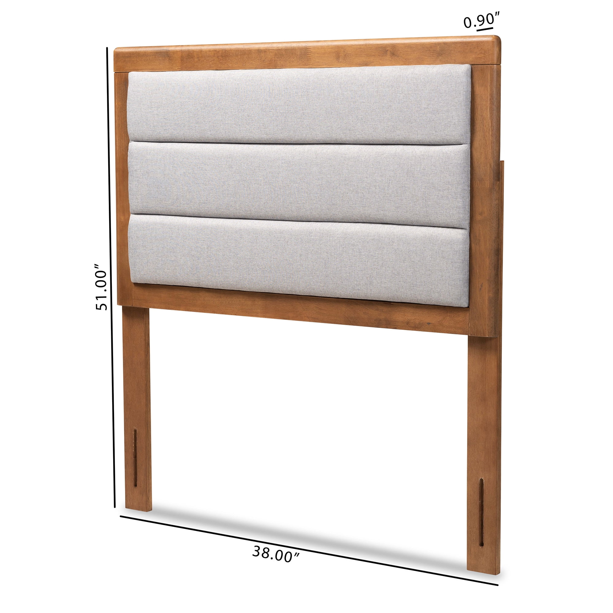 Baxton Studio Dexter Modern and Contemporary Light Grey Fabric Upholstered and Walnut Brown Finished Wood Twin Size Headboard