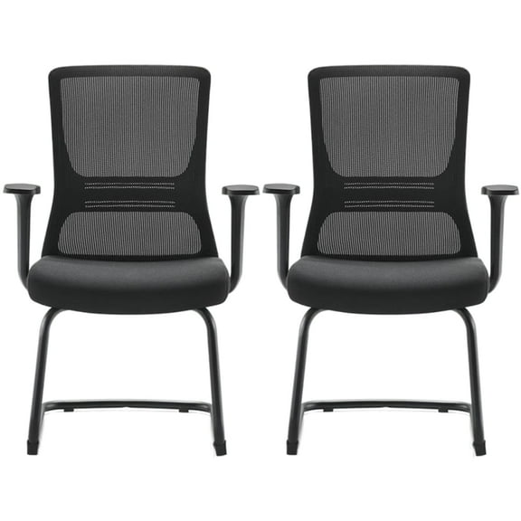 Abeeha Office Guest Chair with Metal Base Frame, Breathable Mesh Backrest Visitor Chair T-Style Armrests (Pack of 2)