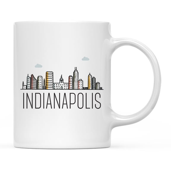 Koyal Wholesale Colorful City Skyline Graphic Ceramic Coffee Mug, Indianapolis