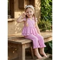 thumbnail image 2 of Loicainy Baby Toddler Girls 2 Piece Outfits 6 12 18 24 Months 2T 3T 4T 5T Plaid Sleeveless Round Neck Ruffled Tops and Pants Kids Clothes Set, 2 of 9