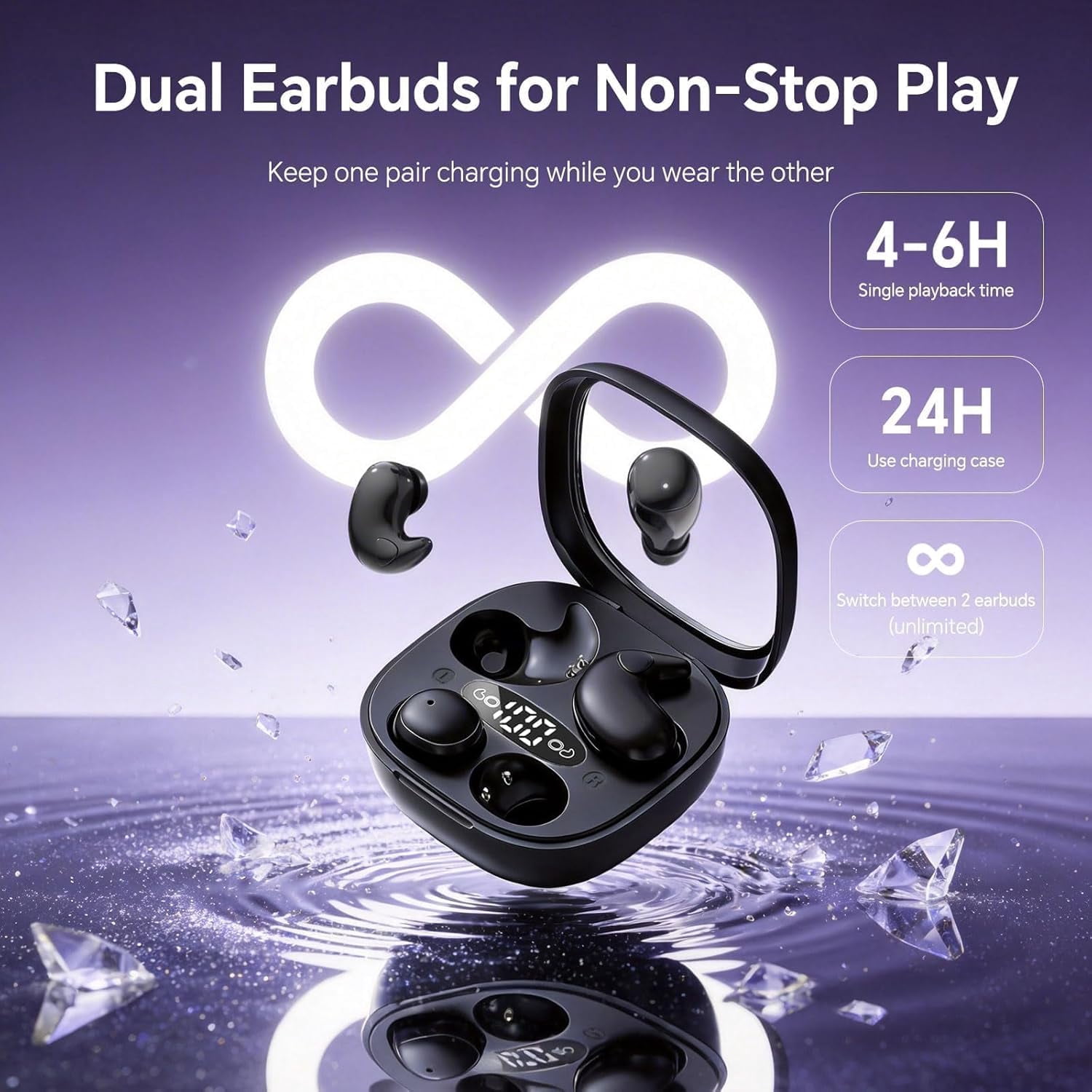 Flat Sleep Mini Invisible Earbuds Wireless Bluetooth, Side Sleepers Flat Sleeping Small Tiny Micro Ear Buds Small Ears Low Profile Smallest Discreet Hidden Earbuds Headphones for Work 2-Pack