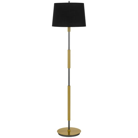 Siu 60 Inch Floor Lamp, Gold Metal Pole w Finial Tip, Black Shade