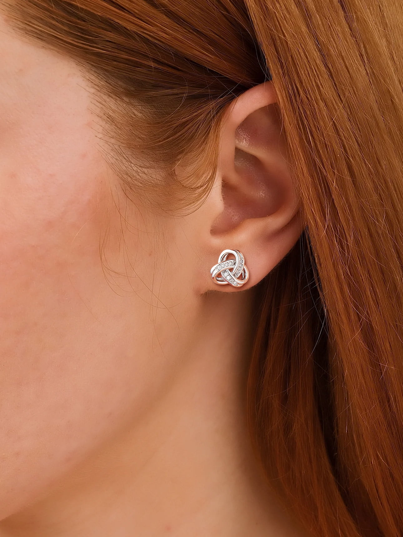 Suplight 925 Sterling Silver Cubic Zirconia Triangle Love Shape Knot Earrings Love Gifts for Women
