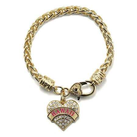- Hawaii Gold Pave Heart Charm Bracelet