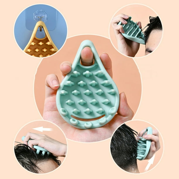 Xihbxyly Cepillo de Masaje para Champú, Alivia La Fatiga Del Cuero Cabelludo, Material Suave para Uso Diario, Espuma Rápida, Orificio para Colgar, Relajación y Crecimiento Del Cabello, 11,4 X 8,9 X 2