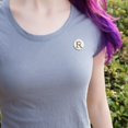 thumbnail image 2 of Letter R Floral Monogram Initial Pinback Button Pin, 2 of 5
