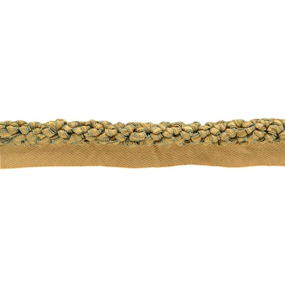 3/8" (1cm) Decorative Looped Ribbon Rope Cord Trim with Lip # 0038RC,, Dark Beige Gold #71101 (Brass Gold, Golden Beige, Sage Green) Sold By The Yard (36"/3 ft/0.9m)