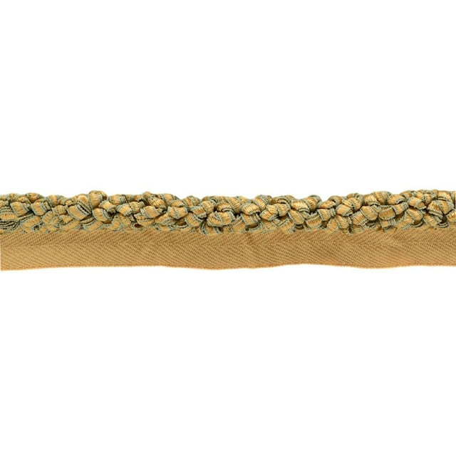 3/8" (1cm) Decorative Looped Ribbon Rope Cord Trim with Lip (Style# 0038RC), Dark Beige Gold Multicolor (Color# 71101) Sold By The Yard (36"/3 ft/0.9m)