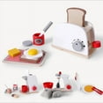 thumbnail image 3 of Wooden Toys Kitchen Pretend Play House Toy Wooden Simulation Toaster Machine Coffee Machine Food Mixer Kids Early Education Gift, 3 of 7
