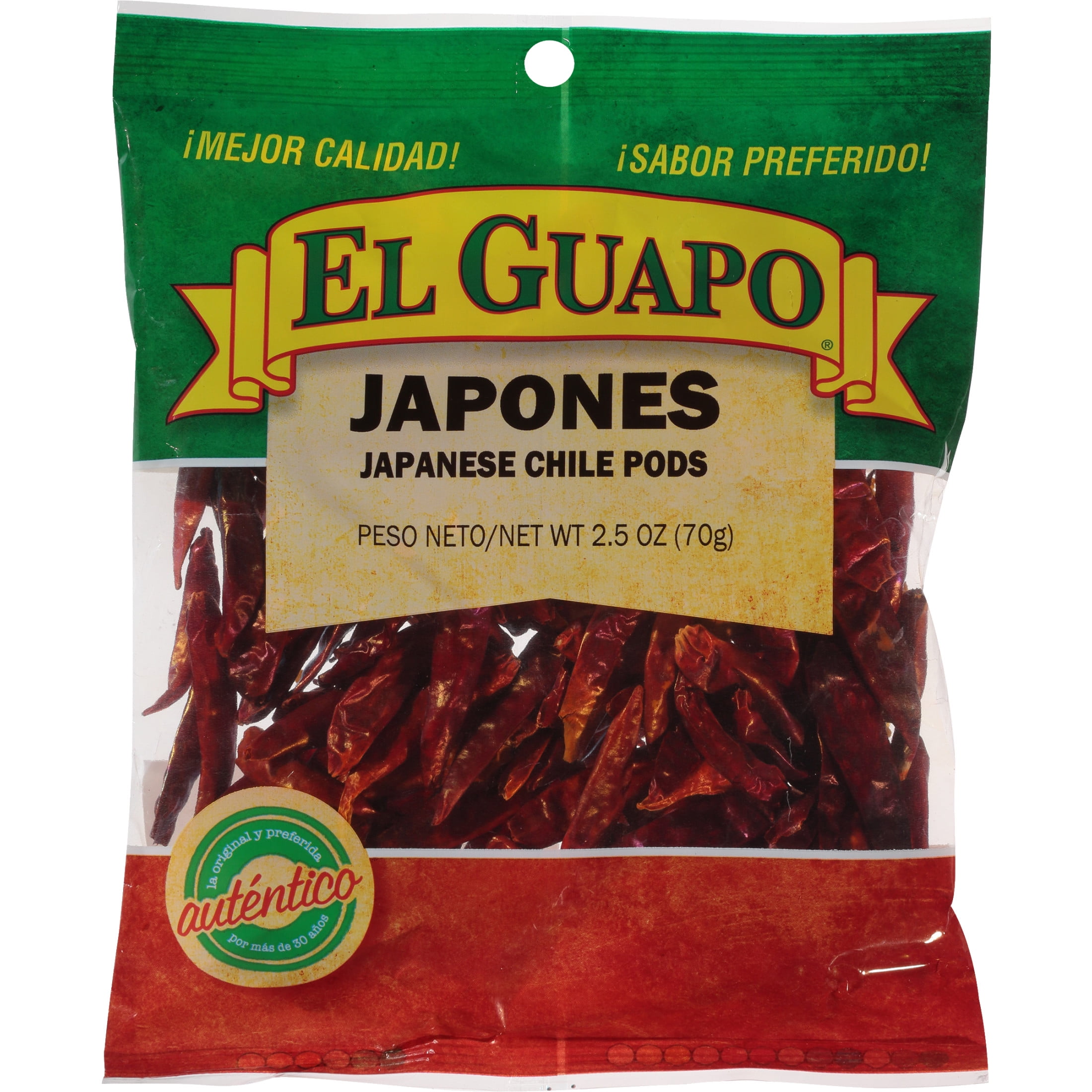 El Guapo Whole Japanese Chili Peppers (Chile Japones Entero), 2.5 oz Bag