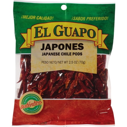 El Guapo Whole Japanese Chili Peppers (Chile Japones Entero), 2.5 oz Bag