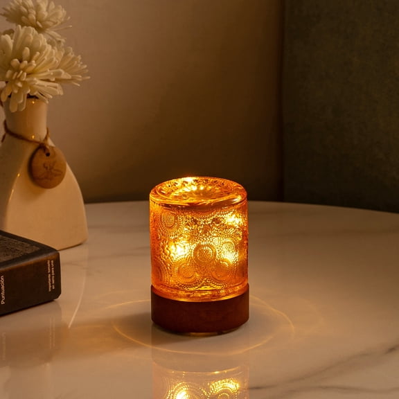Mini Lamps with Timer，Small Battery Operated Night Lights for Adults，Cordless Glass Vintage Sleep Nightlights，Portable Night Light for Bedroom,Camping