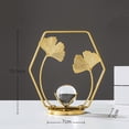 thumbnail image 2 of Adornos de cristal de Ginkgo Biloba para sala de estar, oficina, decoración de hierro forjado, artesanías decorativas de metal europeas, 2 of 6