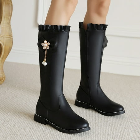 

Akiihool Womens Knee High Boots Women s Knee High Boots Comfortable Platform Pointed Toe Side Zipper Boots (Black 8.5)