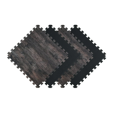 Norsk Reversible Faux Wood  .47  Foam Mats - Dark Walnut