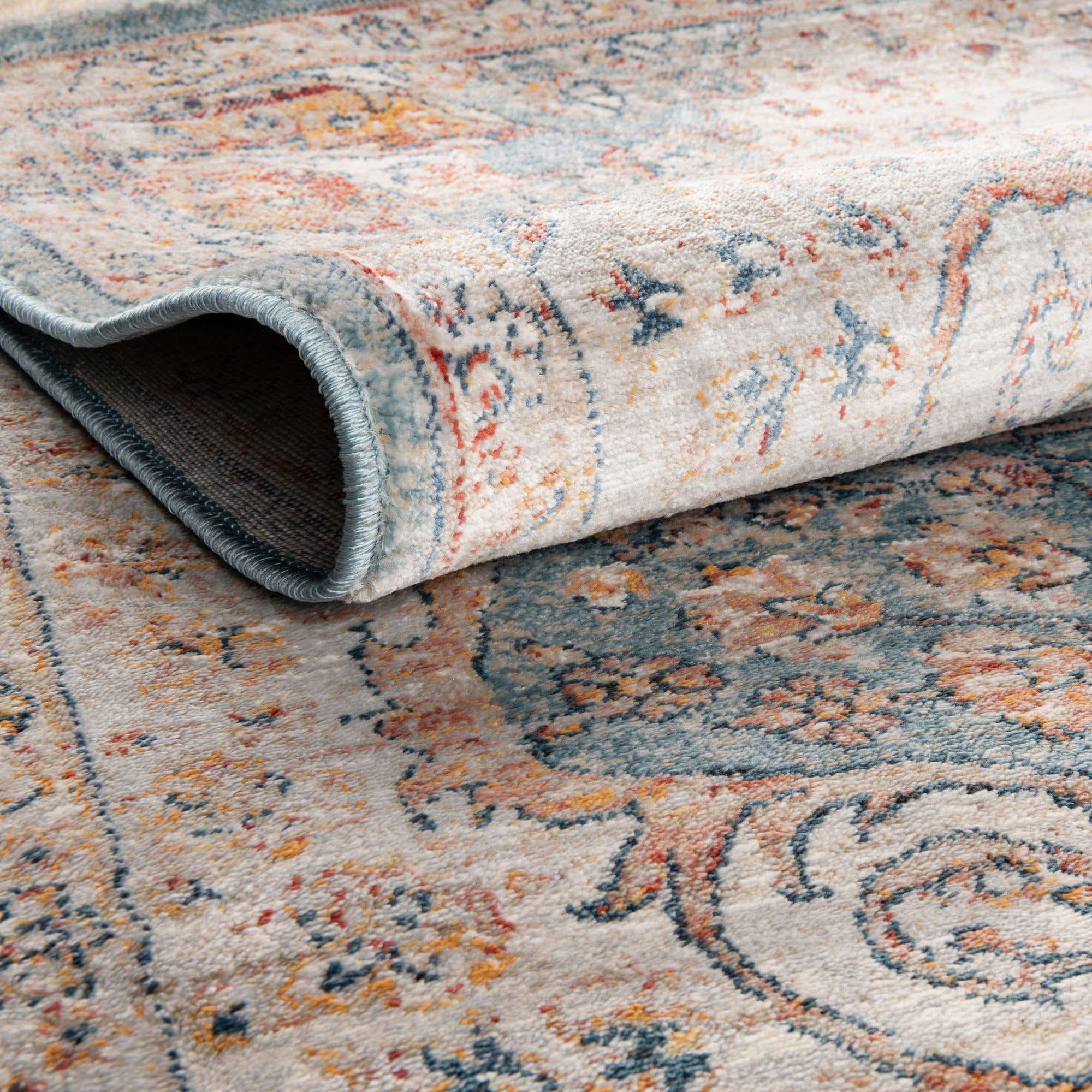 Rugs.com Newport Collection Rug – 5' 3 x 8' Oval Blue Medium Rug Perfect For Living Rooms, Large Dining Rooms, Open Floorplans