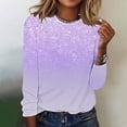 thumbnail image 3 of Womens Regular Casual Printed Pullover Round Neck Long Sleeved Blouses Top, 3 of 4