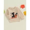thumbnail image 5 of Michellecmm Baby Halloween Sweatshirt NumberPumpkinBat Print Long Sleeve Round Neck Pullover Loose Tops, 5 of 9
