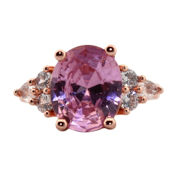 Oval Kunzite & Topaz Rose Gold Ring, size 8 090