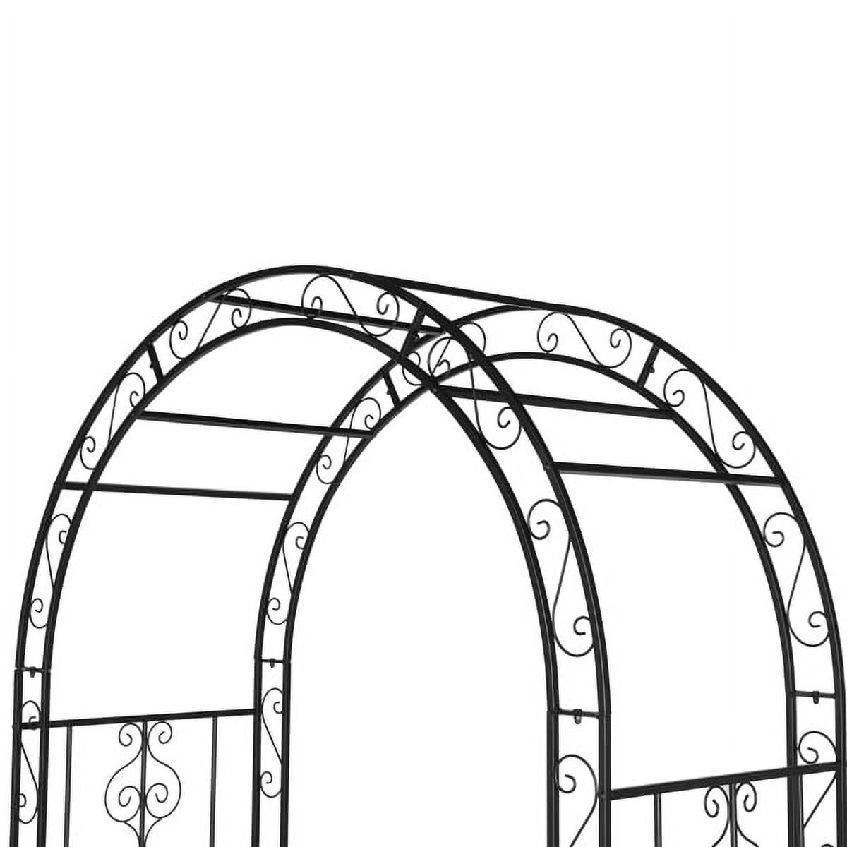 Alvantor Black Metal Garden Arbor, 84 in H Arc Top Double Layer