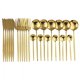 thumbnail image 1 of XmhyTop Juego de cubiertos de 40 piezas de acero inoxidable, utensilios reutilizables, tenedores, cucharas y cuchillos, cubiertos pulidos a espejo (servicio para 10, dorado), 1 of 5