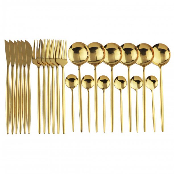 XmhyTop Juego de cubiertos de 40 piezas de acero inoxidable, utensilios reutilizables, tenedores, cucharas y cuchillos, cubiertos pulidos a espejo (servicio para 10, dorado)