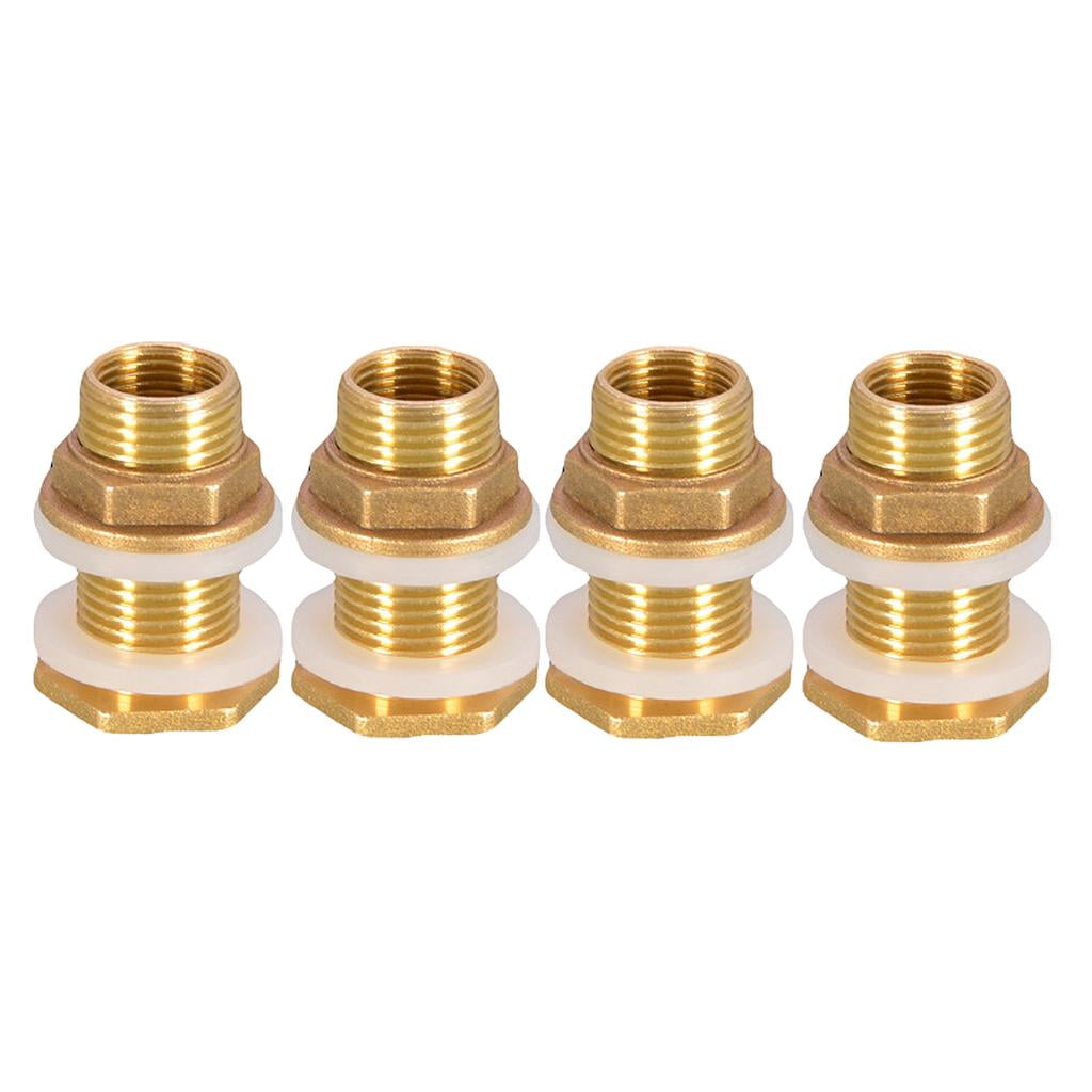 4x Brass Bulkhead Tank Fitting Straight Female Pipe and Garden Hose