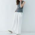 thumbnail image 4 of REALiKUN Women's Cotton Linen Pants Lightweight Wide Leg Pants Casual Loose Drawstring High Waist Palazzo Pants, 4 of 4