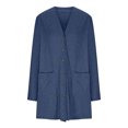 thumbnail image 6 of Lovskoo Long Cardigans for Women Trendy Solid Color Open Front Long Sleeve Casual Outerwear with Pocket and Button Cardigan Dark Blue, 6 of 9