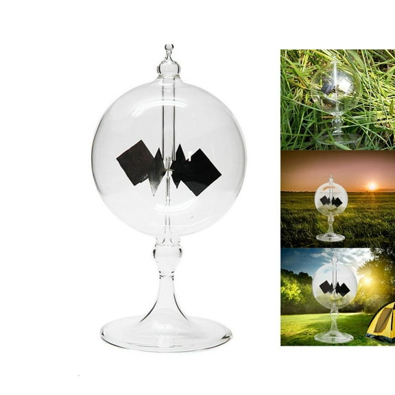 Handmade Clear Solar Power Crookes Radiometer Sun Light Energy Spinning Vanes Home Office Decoration Gift