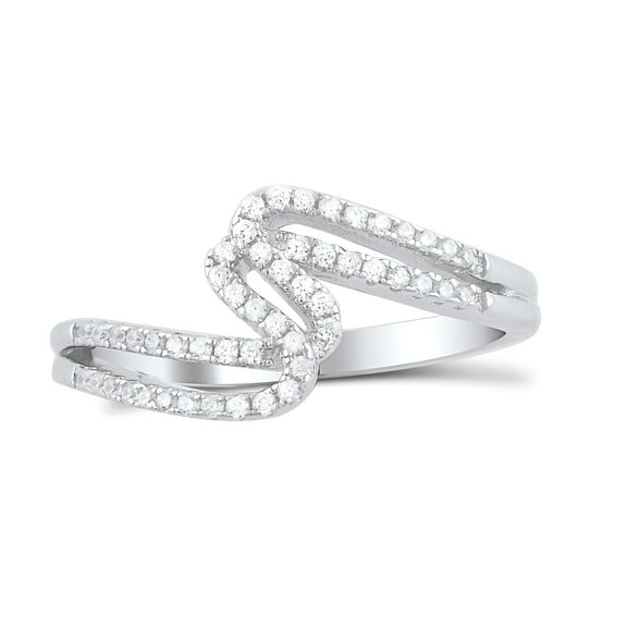 Sterling Silver Cz Zig zag Thread Ring for Women and Teens - Size 4