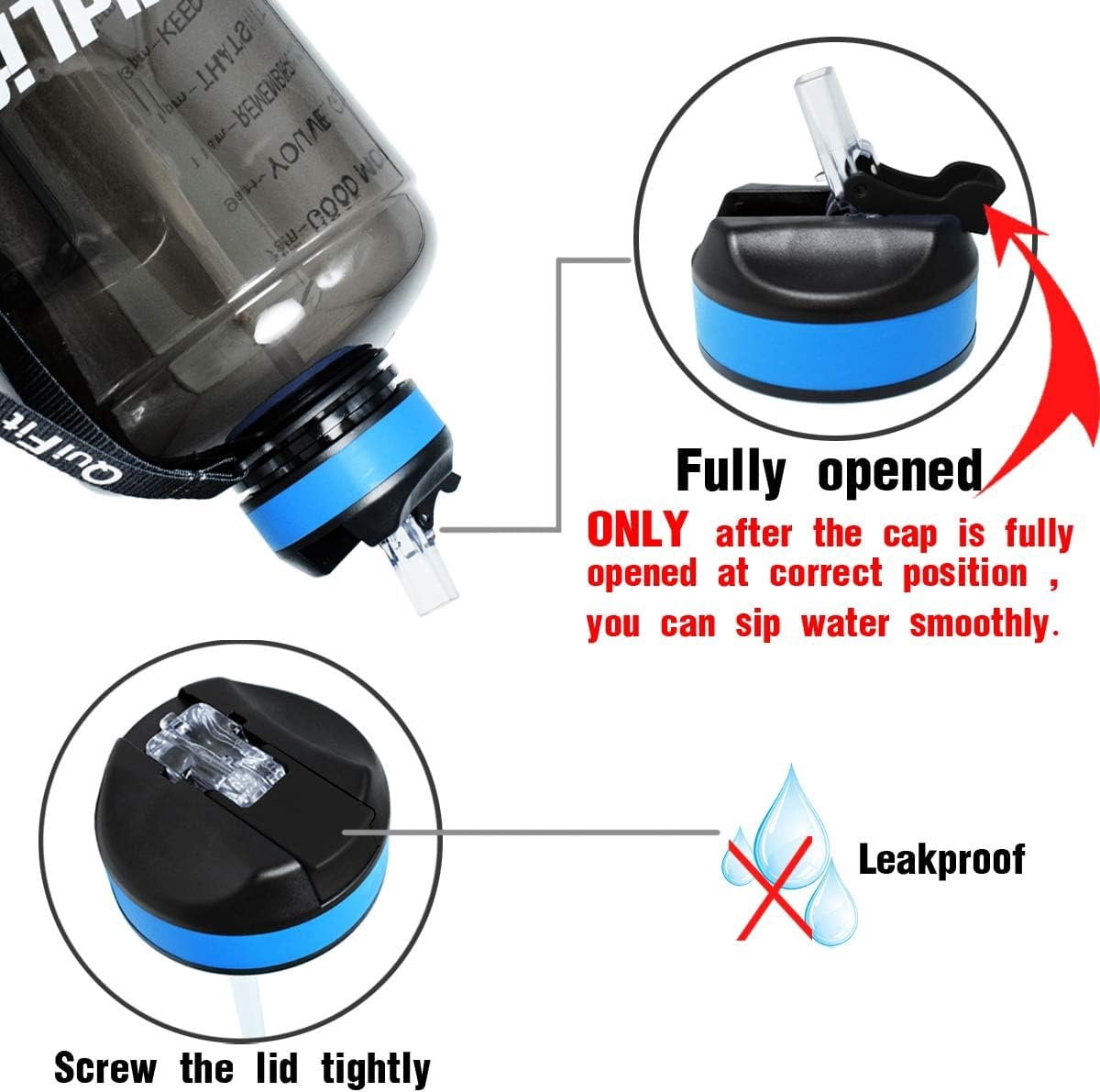 Motivational Gallon Water Bottle - with Straw & Time Marker  Large   Water Jug with Handle for Fitness Outdoor Enthusiasts Leak-Proof