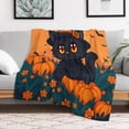 thumbnail image 5 of GXFC Halloween Cat Witch blanket, comfortable and soft, warm casual blanket, printed design, winter sofa dormitory home decoration, must-have travel product. Size is 60x80 inches., 5 of 9