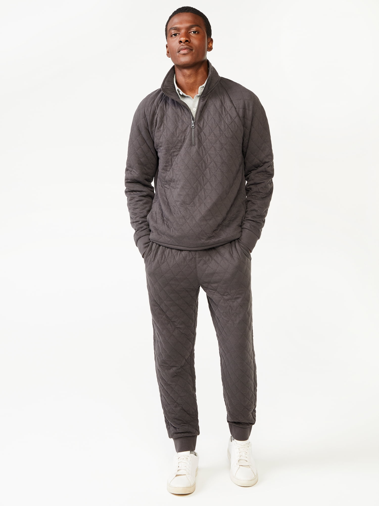 Free Assembly Men's Diamond Quilted Jersey Sweatpants 