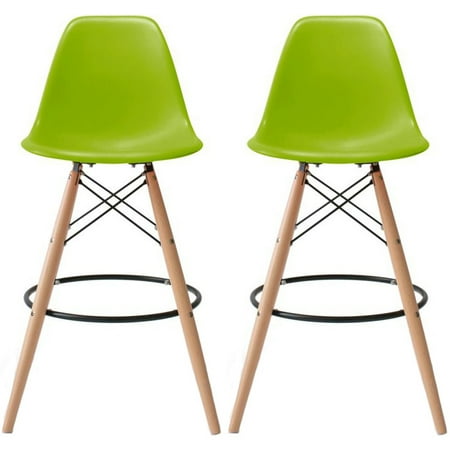 Green Yelow Chair Bar 2xhome set of 2 25 seat height modern chair plastic bar stool counter stools with back eiffel chairs natural wood legs green walmart com