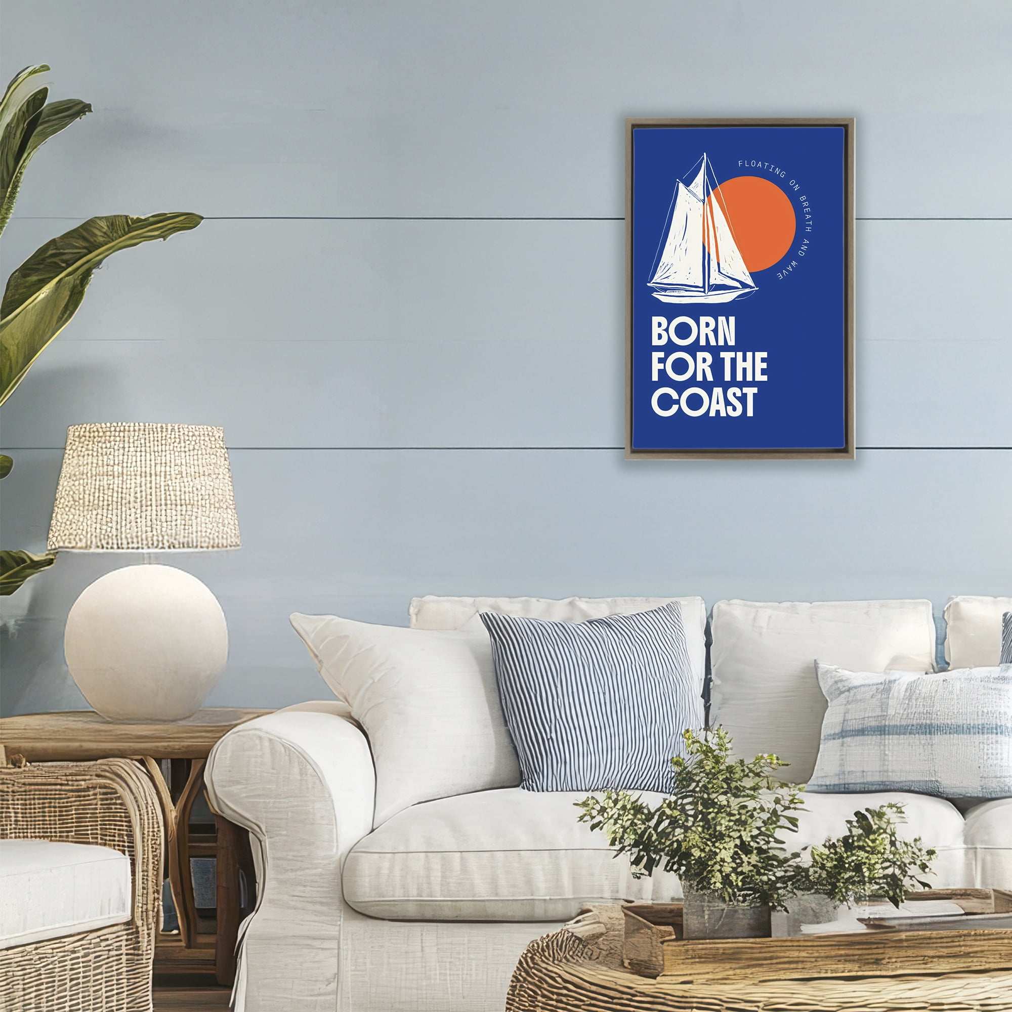 Stupell Industries Born For The Coast Brown Framed Floater Canvas Wall Art, design by Creative Studio