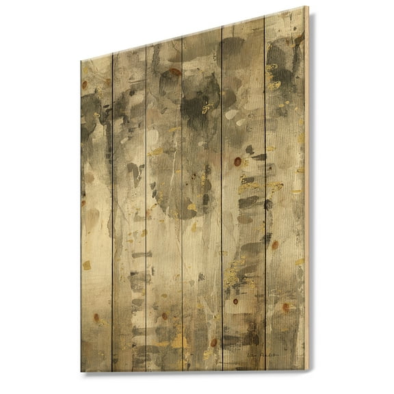 Designart 'The Modern Grey Forest I' Farmhouse Print on Natural Pine Wood