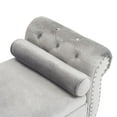 thumbnail image 6 of S-HOME Velvet Ottoman Bench With 1 Pillow, Perfect For Stylish Storage in Living Spaces，Grey, 6 of 10