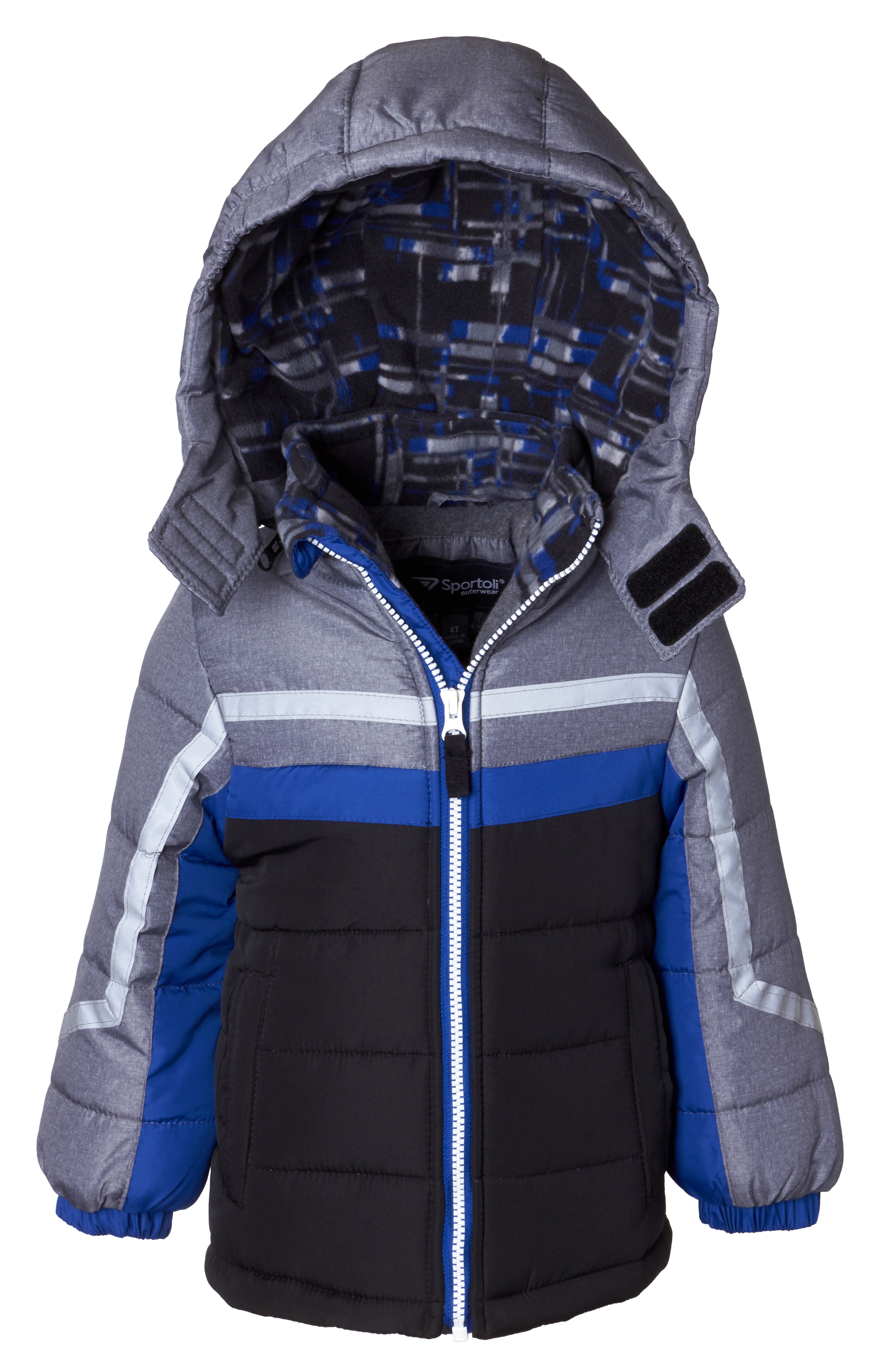 Sportoli Boys Fleece Lined Hooded Colorblock Winter Puffer Bubble Jacket Coat 