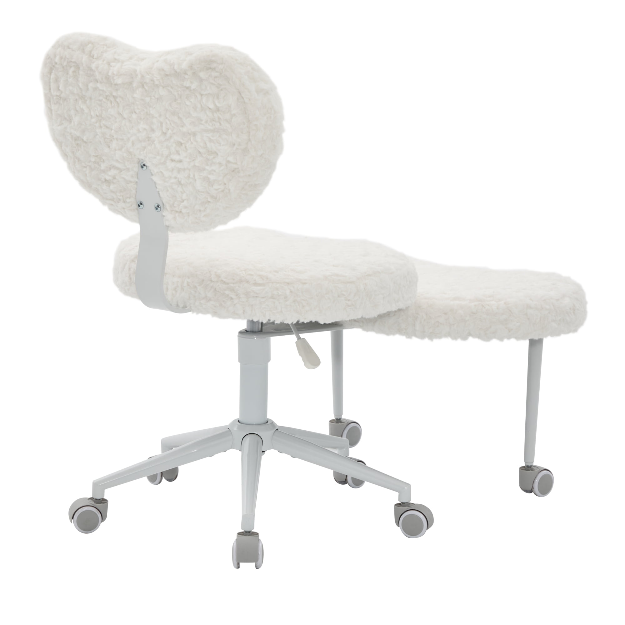 Artificial Rabbit Hair Meditation Chair Plus, Cross Legged Chair with Wheels, ADHD Chair, Criss Cross Desk Chair with Lumbar Support and Adjustable Stool, for Fidgety Sitters, Beige