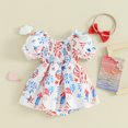 thumbnail image 4 of Okbabeha Baby Girl 4th of July Outfit Stars Puff Sleeve Fourth of July Romper Dress Newborn Independence Day Dresses, 4 of 7