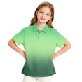 thumbnail image 4 of Garbnen Uniform Polo Shirts for Girls Gradient Collared Short Sleeve Golf Shirts for Girls Student Back To School Preppy Teen School Uniform for Girls Green 11-12Y, 4 of 7