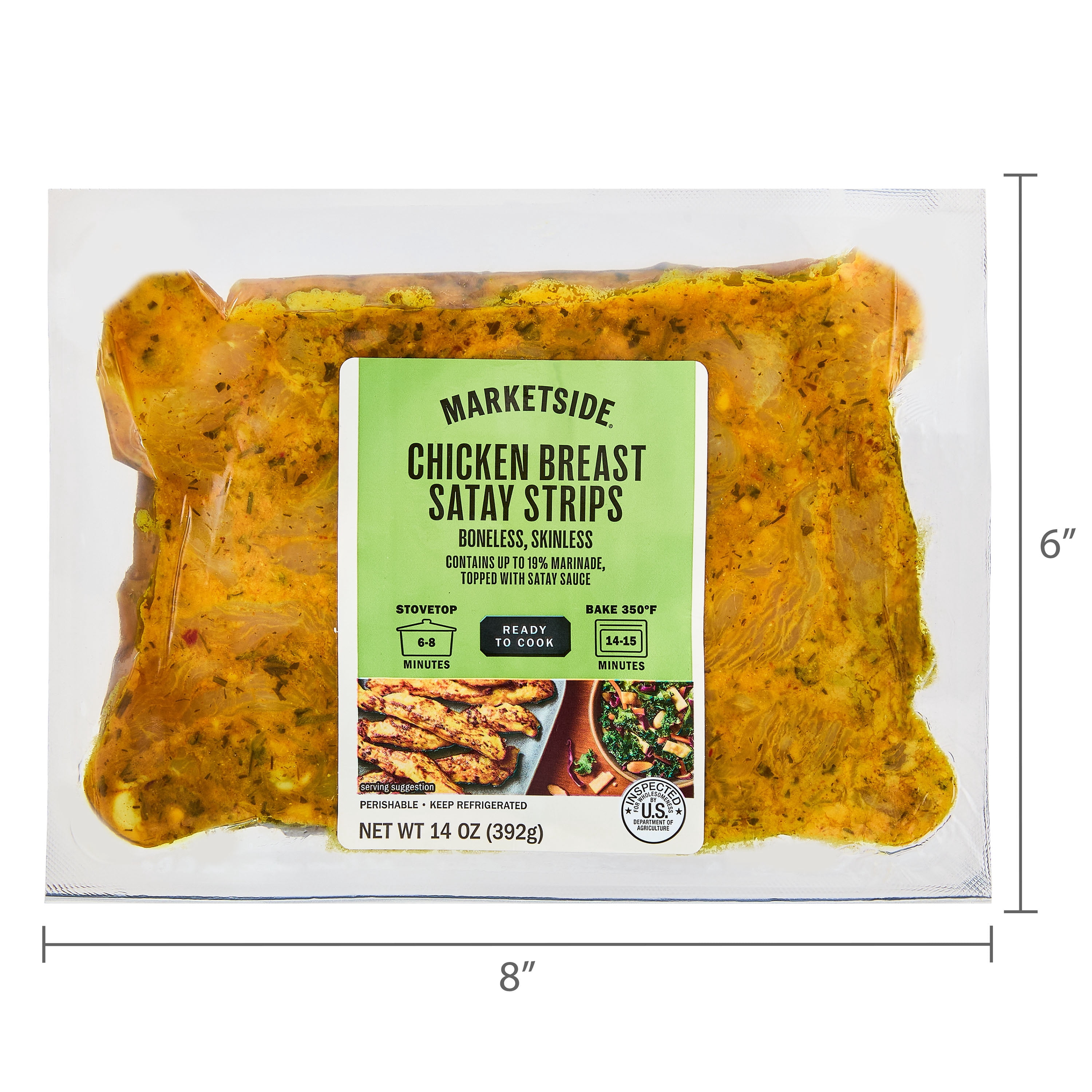 Marketside No Peanut Chicken Satay Breast Strips, 14 oz (Refrigerated)
