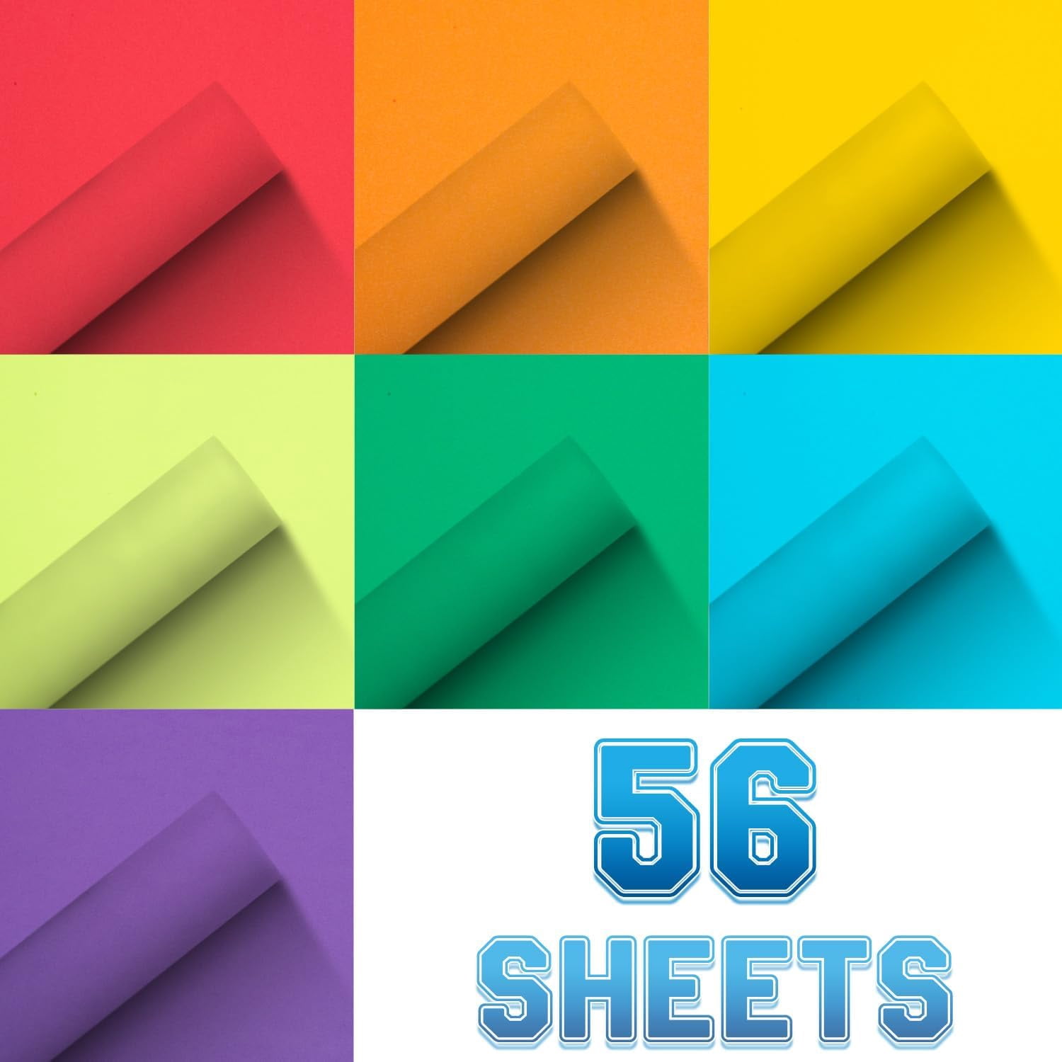 Colored Cardstock 8.5 in x 11 in,56 Sheet Classic Rainbow Index Paper 300 GSM/110 LB Cover HeavyWeight Card Stock Set of 7 Colors for Cutting DIY Kids Art Craft